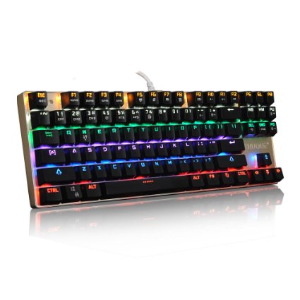 Hcman Teamwolf Zhuque Pure Alloy Panel Mechanical Gaming Keyboard , Mix Color Led Backlit, 7 Light Modes Office Keyboard(Black Keycap 87 key Black Switch)
