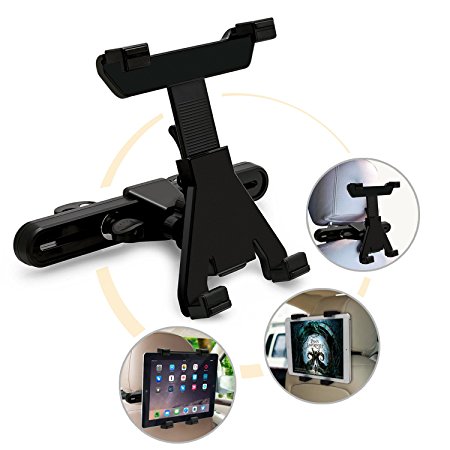 Car Tablet Mount, Car Seat Headrest Mount Holder for iPad, iPad Air, iPad Mini, Samsung and 7-10 inch Tablets, 360 Degree Rotation by TURATA