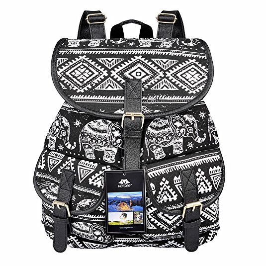 Vbiger Canvas Backpack for Women & Girls Boys Casual Book Bag Sports Daypack
