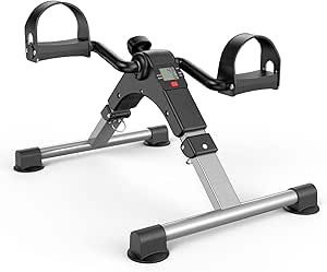 FEIERDUN Mini Exercise Bike, Under Desk Bike Pedal Exerciser Portable Foot Cycle Arm & Leg Peddler Machine with LCD Screen Displays