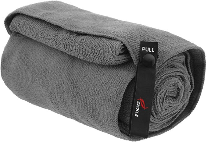 Sickle Microfiber Sports Towel with Storage Bag and Lifetime Warranty