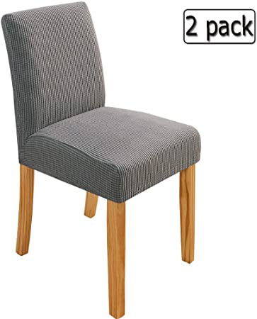 Deisy Dee Stretch Chair Cover Slipcovers for Counter Height Chairs, Bar Stool Chair Covers Pack of 2 C179 (Light Grey)