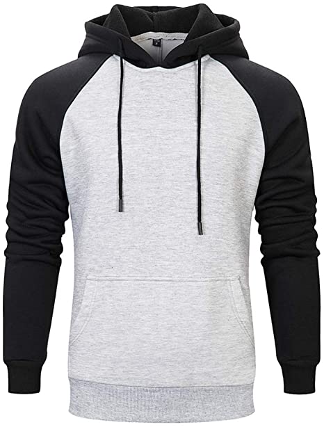 AOTORR Men's Long Sleeve Pullover Hoodie Sweatshirts with Kangaroo Pockets Solid Color Hoody