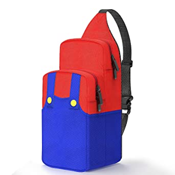 Super Mario Travel Carrying Bag, Portable Small Sling Crossbody Shoulder Lightweight Backpack for Switch/Switch OLED/Switch Lite / Steam Deck Console&Accessories, Storage Game Controller for Hiking Walking Biking