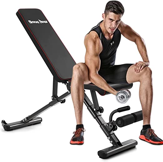 Bronze Times Weight Bench Adjustable, Strength Training Bench for Full Body Workout Foldable Incline Decline Exercise Bench with Fast Folding for Home Gym