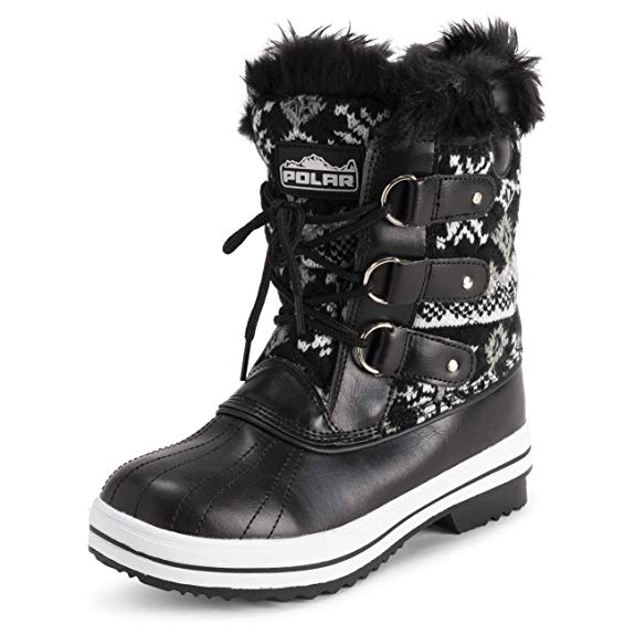 Polar Products Womens Snow Boot Quilted Short Winter Snow Rain Warm Waterproof Boots