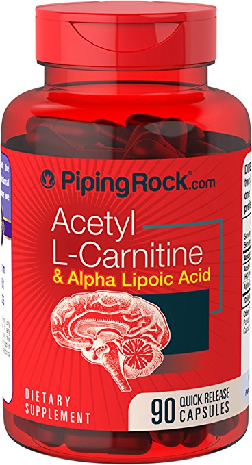 Piping Rock Acetyl L-Carnitine 400 mg & Alpha Lipoic Acid 200 mg 90 Quick Release Capsules Dietary Supplement