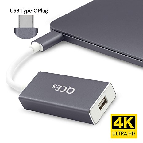 USB-C to Mini DisplayPort Adapter for Apple, QCEs USB Type C Thunderbolt 3 to Mini DisplayPort DP Adapter Cable support 4K Resolution for New Macbook 2016, ChromeBook Pixel, Dell XPS