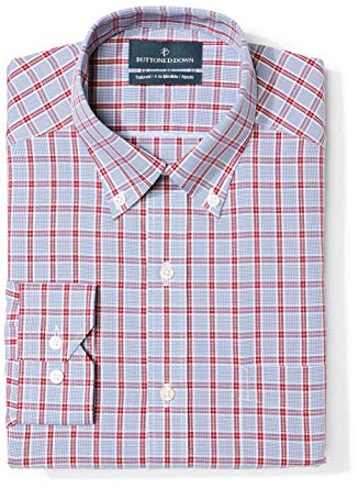 Amazon Brand - BUTTONED DOWN Men's Tailored Fit Plaid Non-Iron Dress Shirt