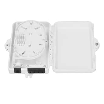 Fiber Optic Distribution Box IP65 Waterproof Fiber Optic Terminal Distribution Enclosure Wall Mount Fiber Cables Fusion Splicing Winding Storage 4 Core FTTH for Indoor Outdoor