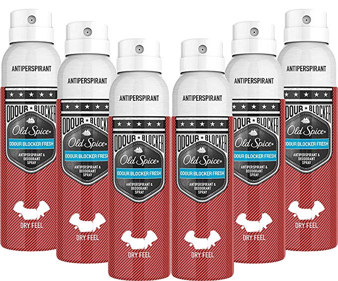 Old Spice Antiperspirant Deodorant Spray, Odor Blocker Fresh Scent, 48 Hour Dry Feel Antiperspirant Spray, 5.07 Ounce (Pack of 6)