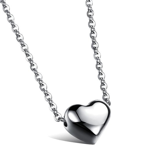 TRUSUPER Jewelry Womens Titanium Steel Love Heart Charm Necklace 18"
