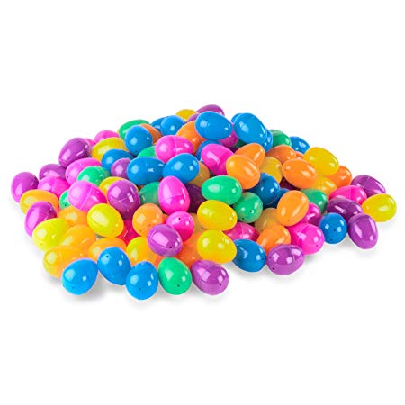 144 Count Plastic Easter Eggs Surprise Toys Blind Bags Colorful Assortment Bright Empty Shells, Crafts Basket Stuffers for Party Hunt Games (Regular Size)
