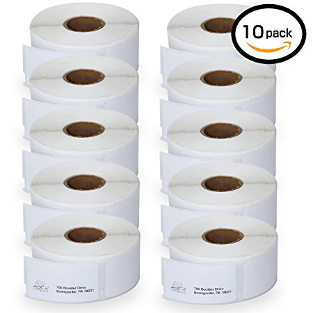 10 Rolls Dymo 30346 Compatible 1/2" x 1-7/8"(13mm x 47mm) Multipurpose Library Barcode Labels,BPA Free