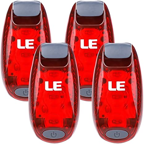 LE LED Safety Lights, Clip on Strobe Running Collar Lights for Runners, Dogs, Walking, 3 Modes Bike Tail Lights, Warning Light, High Visibility Bike Rear Light, Batteries Included, 4 Packs