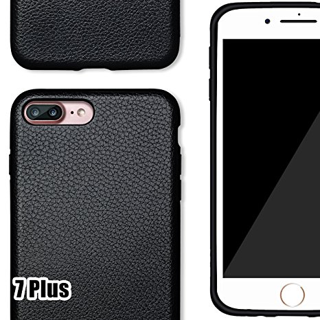 iPhone 7 plus Case for men, NeWisdom Slim Premium Business Style Soft Leather Rubberized Cover Cases for Apple iPhone7 plus 7 pro – Black