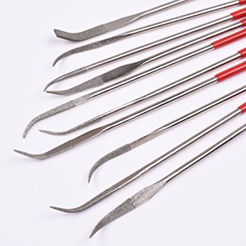 BCP 10 Pcs Bent Curved Mini Diamond File Set, Needle File Set