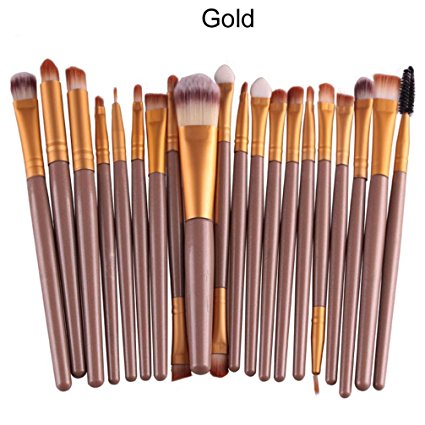 Brush,BeautyVan 20 pcsSet tools Toiletry Kit Wool Make Up Brush Set (Gold)