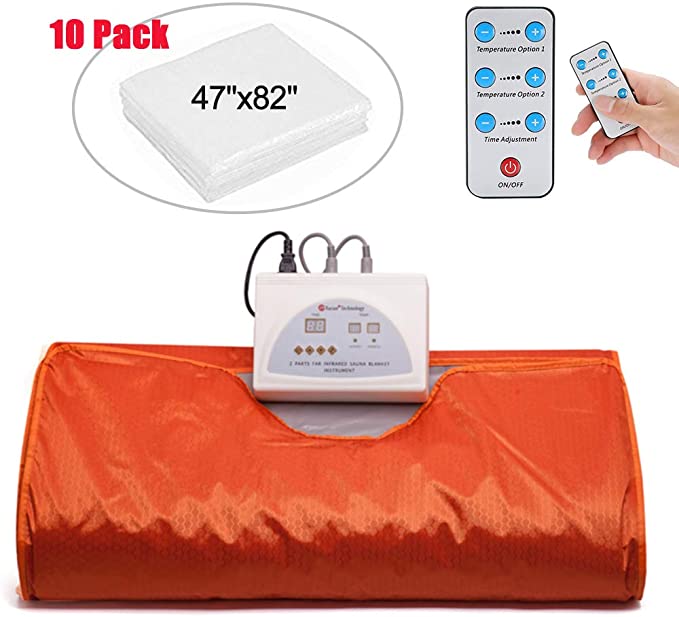 Lofan Heat Sauna Blanket Portable Personal Sauna Far-Infrared (FIR) for Relaxation at Home, Orange, US Warehouse delivery