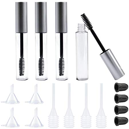 Lady Up 10ml Empty Mascara Tube with Eyelash Wand, Rubber Inserts, Funnels and Pipettes Set for Essential Oil DIY