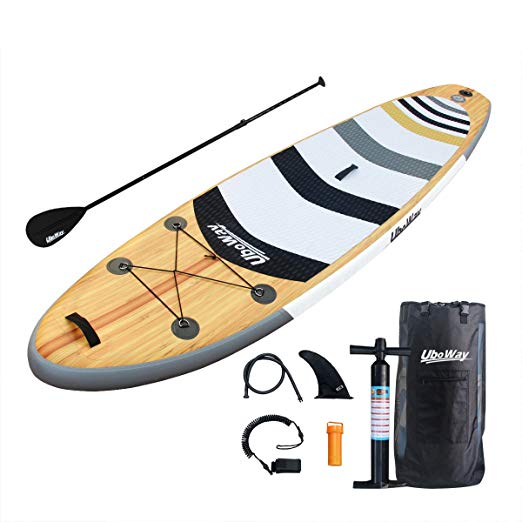 Uboway Two Layer Inflatable Stand Up Paddle Board with Adjustable Paddle, Backpack, Pump, Elastic Rope, Fin, Repair Kit 11’ Long x 32’’ Wide x 6’’ Thick