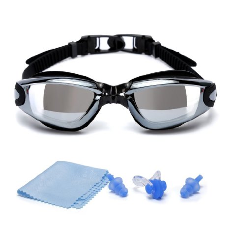 [#1 TOP RATED SWIM GOGGLES]Swimming Goggles with Free Protective Case, Nose Clip, Ear Plugs,for Adult Men Women Youth Kids Child,Swim Goggles with 100% UV Protection,Anti Fog Technology Ultra Comfort