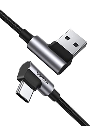 UGREEN USB C Ladekabel 90 Grad Winkelstecker USB-C Kabel Typ C Schnellladekabel kompatibel mit Samsung S10 S9 S8 A50 A20e A5 2017, Huawei P30 Lite, Xiaomi Redmi Note 8, Sony Xperia 10 usw. (0.5m)