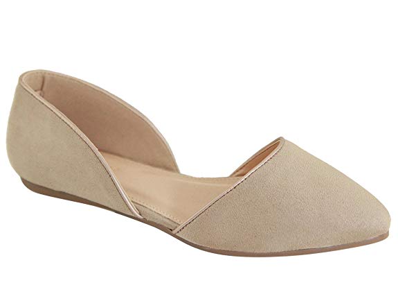 Breckelle's Womens Faux Leather D'Orsay Pointed Toe Flats