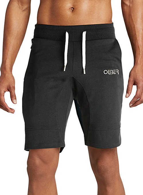 Ouber Men's Fitted Gym Shorts Running Sweat Shorts