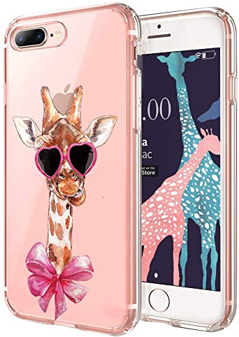 cocomong Giraffe Phone Case Compatible with iPhone 7 Plus Case Giraffe iPhone 8 Plus Case for Girls Cute Giraffe Gifts for Women Men Boys, Clear Soft TPU Cover Funny Thin Slim Fit Protective 5.5"