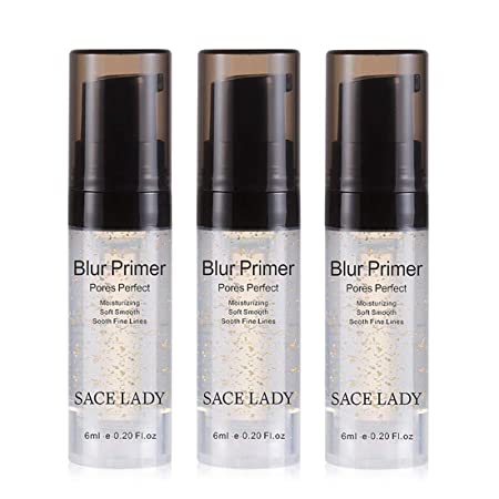 3 Pack Face Makeup Primer, Big Pores Perfect Cover, Instant Pore Eraser Filler, Instantly Smooth Fine Lines, Perfecting Base Blur Primer, Gold Foil Infused(18ml/ 0.60 Fl Oz)