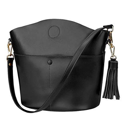 S-ZONE Women's Small Cowhide Genuine Leather Purse Handbag Tassel Crossbody Shoulder Bag Upgraded Version