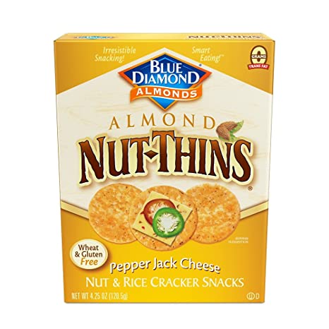 Blue Diamond Almond Nut Thins Cracker Crisps, Pepper Jack Cheese, 4.25 Ounce