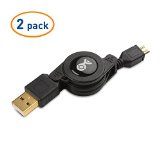 Cable Matters 2-Pack Gold-Plated Retractable USB to Micro-USB Charge and Sync Cable - 25 Feet