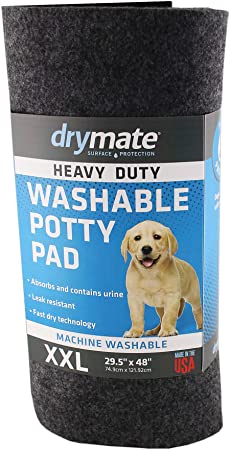 Drymate Heavy Duty Washable Potty Pad, Reusable Black Charcoal Pee Pad for Puppy Training – Absorbent/Waterproof – Protects Surfaces, Contains Liquids (USA Made)