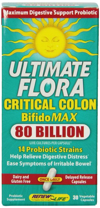 Renew Life Ultimate Flora Colon Care Probiotic 80 Billion (formerly Critical Colon), 30 Count