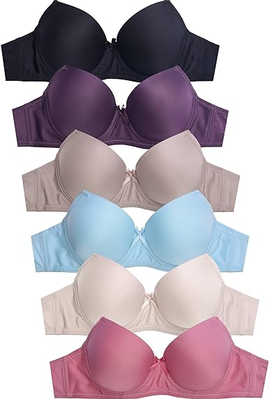 Mamia Women's Basic Lace/Plain Lace Bras (Pack of 6)- Various Styles