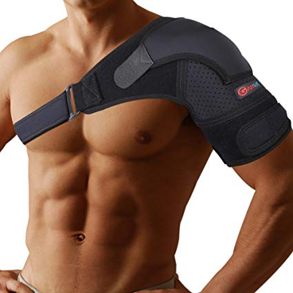 Shoulder Support Brace - Shoulder Brace Rotator Cuff | Dislocated AC Joint, Compression Sleeve Recovery, Shoulder Injuries, Adjustable Size Right and Left Arm for Men and Women by GANVA