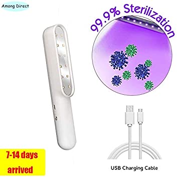 Among Direct UV Light Sanitizer, Portable Travel Wand Ultraviolet Disinfection lamp Without Chemicals for Hotel Household Wardrobe Toilet Car Pet Area,Germ-Killing Function.