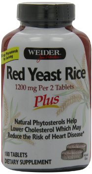 Weider Red Yeast Rice Plus with Phytosterols 1200 mg per 2 Tablets - 180 Tablets