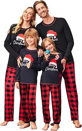 Ekouaer Matching Family Sets Christmas Pajamas Set Xmas PJS Sleepwear Soft Christmas Matching Jammies