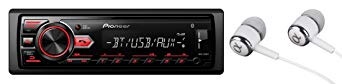 Pioneer MVH-295BT Stereo Single DIN Bluetooth In-Dash USB MP3 Auxiliary AM/FM/Digital Media Pandora and Spotify Car Stereo Receiver With Free ALPHASONIK Earbuds