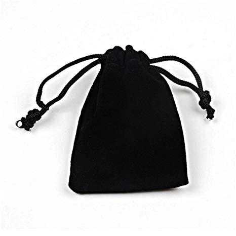 HOSL 50 Pieces Wholesale Lot - Black Velvet Cloth Jewelry Pouches / Drawstring Bags 3" X 4" (50, Black)