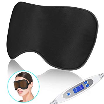 Electric Heated Eye Mask, Silk Heat Warm Compress Eye Mask for Dark Circles Dry Eyes Puffy Eyes Headaches Reusable Soothing Eye Mask Cover for Sleeping with Lavender
