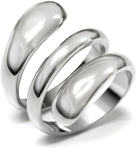 Marimor Jewelry High Polished Stainless Steel Coil Style Women's Fashion Cocktail Ring Size 5-10