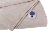 Soft Heat Ultra Micro-Plush Low-Voltage Electric Heated Triple-Rib Twin Size Blanket Natural