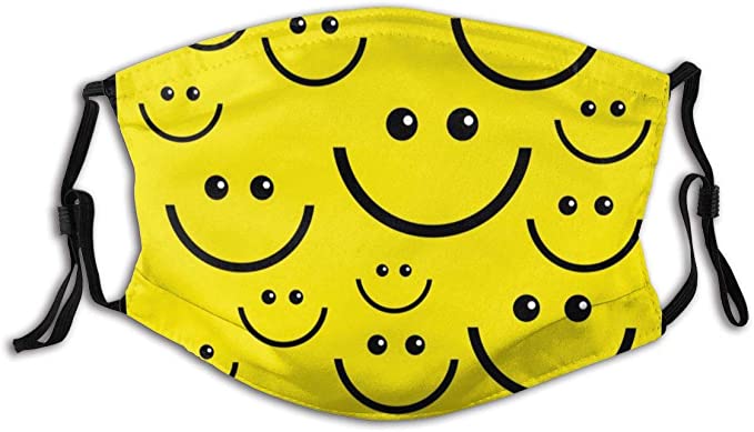 Comfortable Adjustable Cartoon Yellow Smiley Face Smiling Design Elastic Earloops Filter Breathable Facemasks For Women And Men