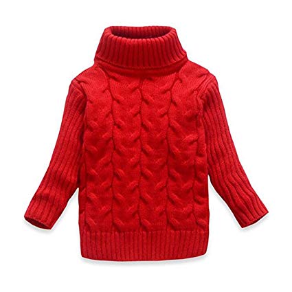 LIGHFOOT Baby Kids Boys Girls Long Sleeves high Collar Twist Knit Sweater Keep Warm
