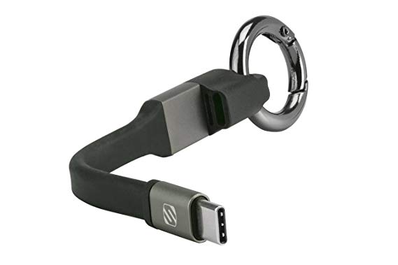 SCOSCHE C2CS ClipSync USB-C to USB-A Clip-On Charge & Sync Cable with Keychain Clip for USB-C Devices 3 In. Black/Gray