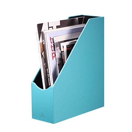 Vlando VPACK Magazine File Organizer Holder - Office PU Leather Desk Organizer Collection, Assorted Color (Peacock Blue)